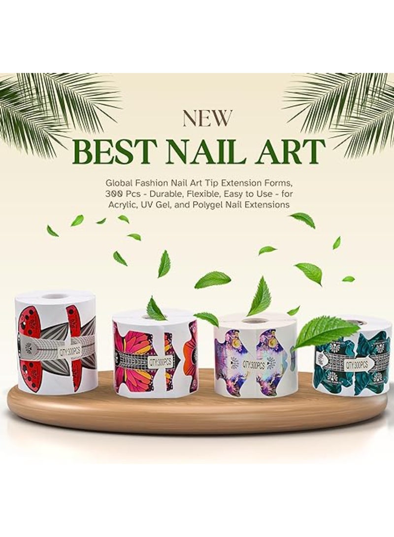 GLOBAL FASHION Professional 300 Pieces Golden Nail Art Tip Extension Forms For Acrylic Uv Gel - Durable, Flexible, Easy To Use  (Gf02) - Image 4