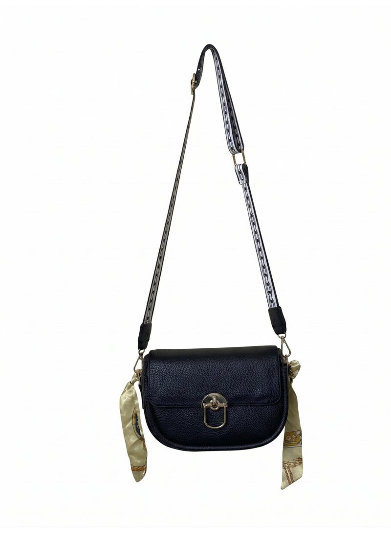 لايف ستيلاش  حقيبة كروس جلد بمشبك مغناطيسي - اسود ZC-1 - Image 1