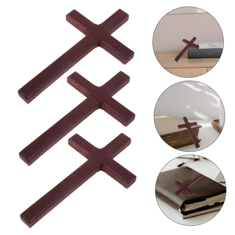 Wooden Handheld Prayer Crosses 6Pcs Dark Red Religious Decor For Church And Home - Image 4