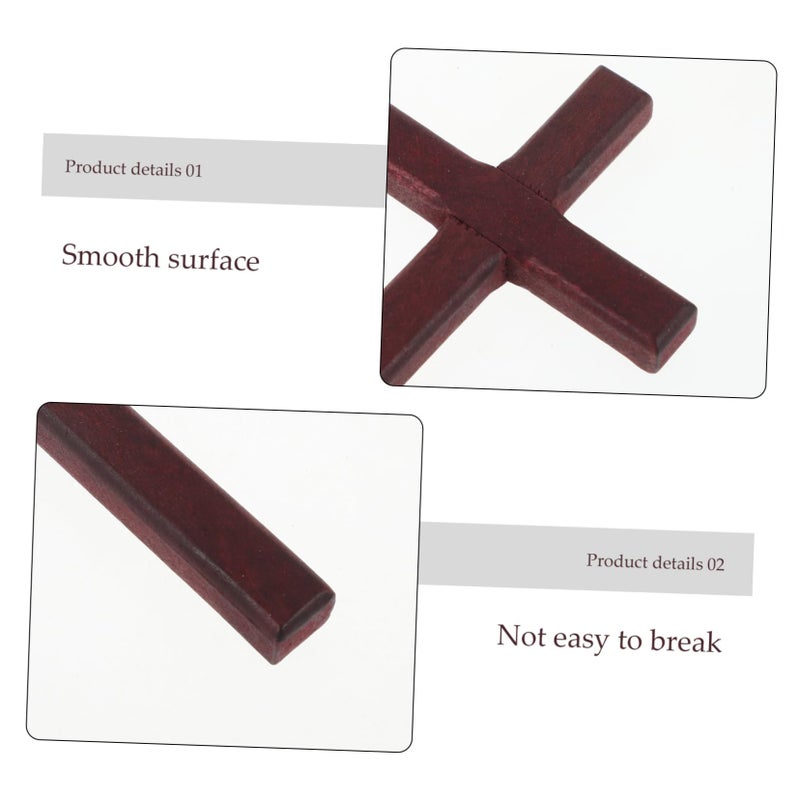 Wooden Handheld Prayer Crosses 6Pcs Dark Red Religious Decor For Church And Home - Image 3