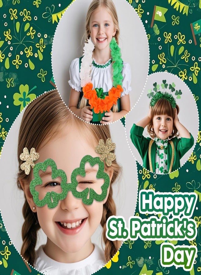 بينك شيب إكسسوارات عيد القديس باتريك من بينك شيب: طوق رأس إيرلندي، نظارات على شكل نبتة البرسيم، وقلادة عيد القديس باتريك - هدايا عيد القديس باتريك للأطفال - طقم مكون من 3 قطع لحفلات عيد القديس باتريك باللون الأخضر - Image 3
