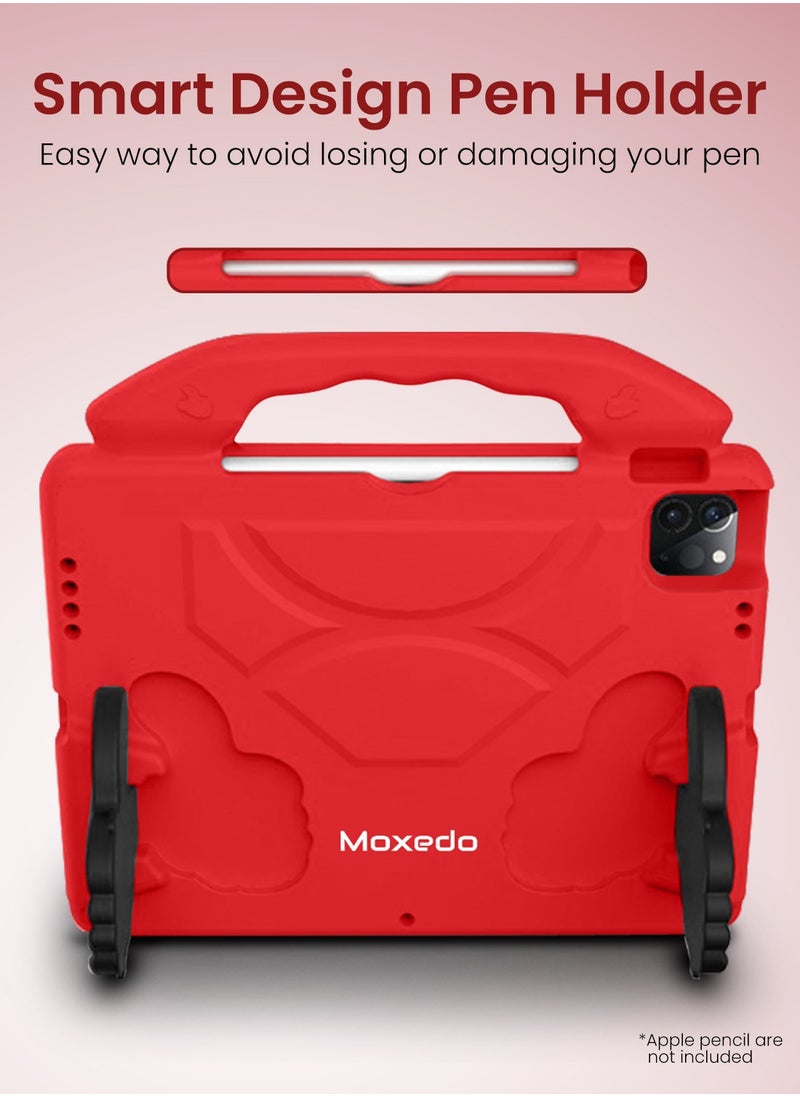 Moxedo Moxedo Shockproof Protective Case Cover Lightweight Convertible Handle Kickstand for Kids with Pencil Holder Compatible for iPad Pro 11 inch (2018 / 2020 / 2021) / iPad Air4 10.9-inch 2020 - Red  - Image 5