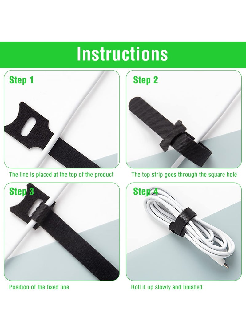 SUNSAR 60Pcs Reusable Cable Tie, Adjustable Straps Tidy Wrap Hook and Loop Fastening Wire Ties - Image 4