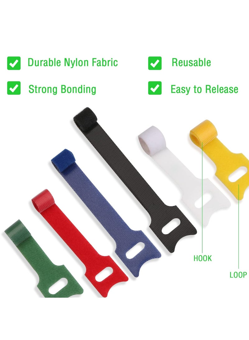 SUNSAR 60Pcs Reusable Cable Tie, Adjustable Straps Tidy Wrap Hook and Loop Fastening Wire Ties - Image 5