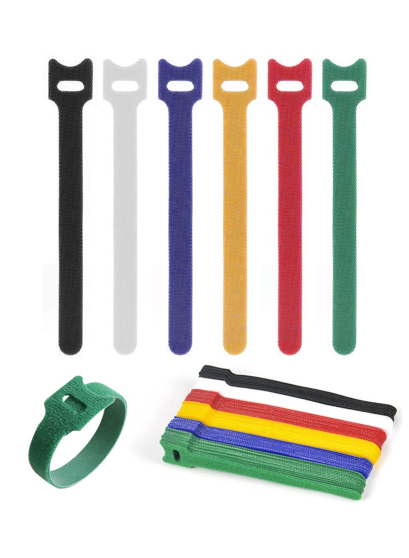 SUNSAR 60Pcs Reusable Cable Tie, Adjustable Straps Tidy Wrap Hook and Loop Fastening Wire Ties - Image 1