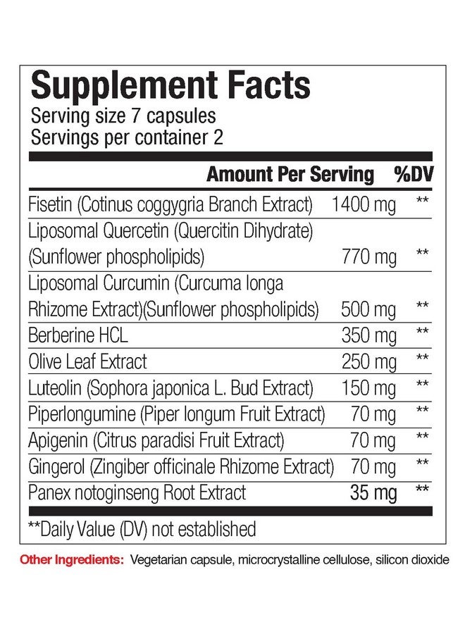 Lifecode Senex 2 Day Senolytic Complex Supports Elimination of Senescient Cells, Rejuvenation, Anti-Aging with 10 Ingredients Including Fisetin, Quercetin, Apigenin, Luteolin, Piperlongumine, ... - Image 2