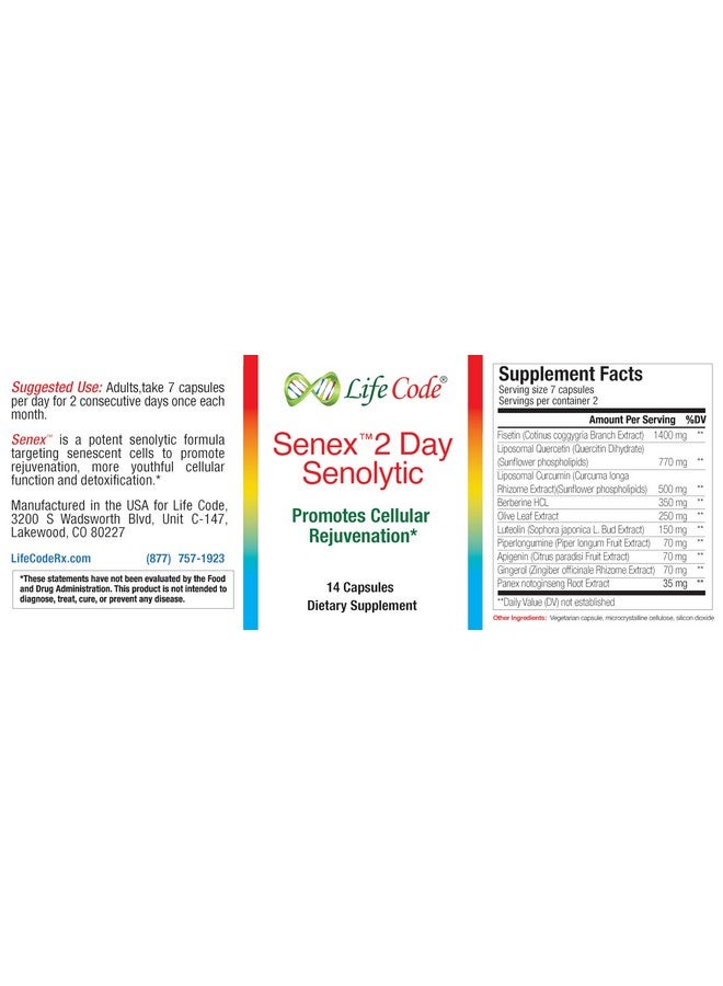 Lifecode Senex 2 Day Senolytic Complex Supports Elimination of Senescient Cells, Rejuvenation, Anti-Aging with 10 Ingredients Including Fisetin, Quercetin, Apigenin, Luteolin, Piperlongumine, ... - Image 3