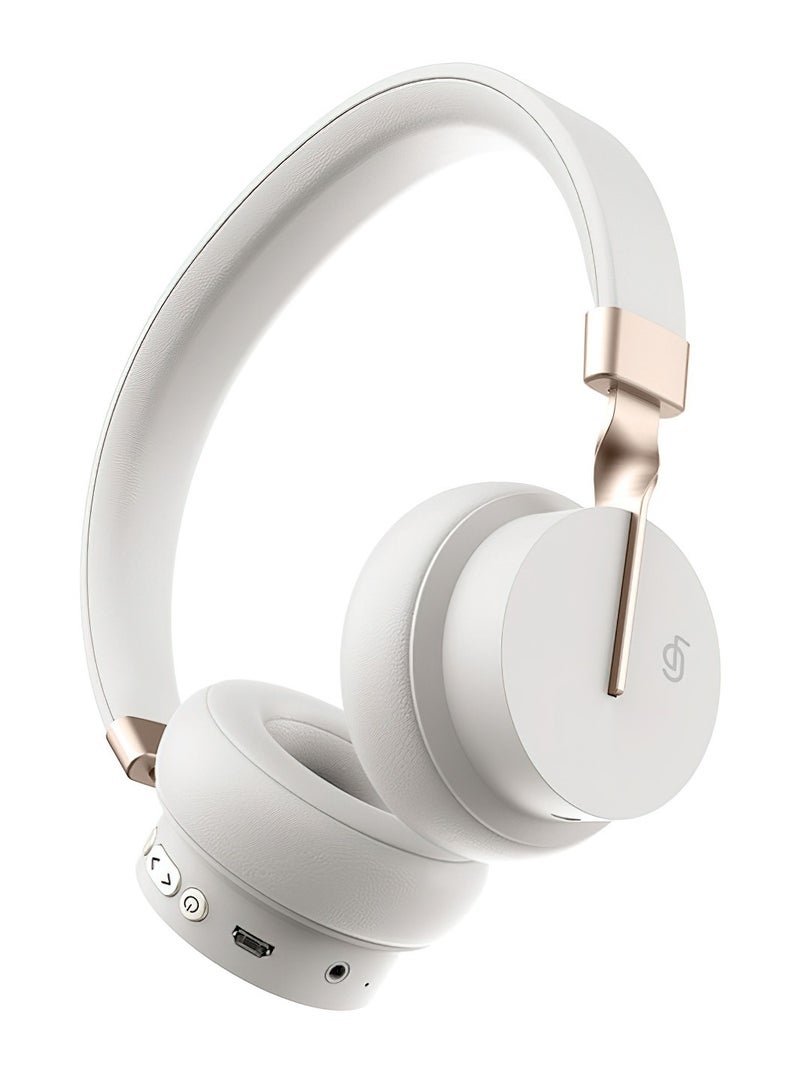 fingertime P3 Wireless Bluetooth 5.0 Headphones, HD Stereo Sound Over Ear Headphones with Built-In Microphones, Deep Bass, 60 Hours Playtime, Fast Charge Foldable Headphones for PC/Home (White) - Image 1