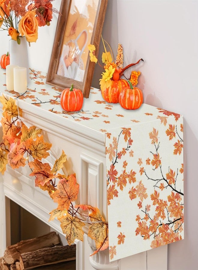 GAGEC Fall Table Runner Maple Branches Autumn Harvest Thanksgiving Table Runner Farmhouse Holiday Kitchen Dining Room Table Decoration 13x72 Inch - Image 5