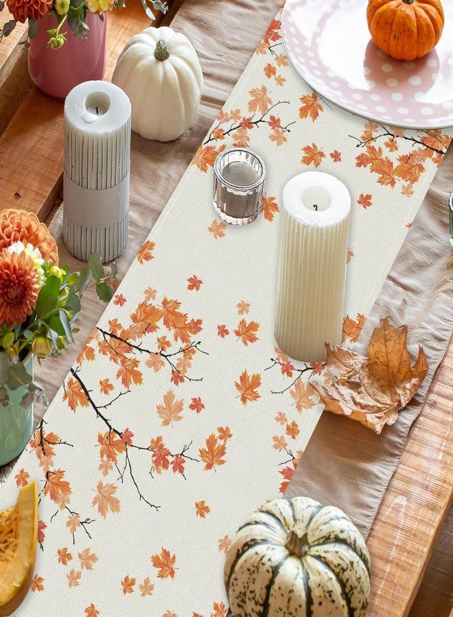 GAGEC Fall Table Runner Maple Branches Autumn Harvest Thanksgiving Table Runner Farmhouse Holiday Kitchen Dining Room Table Decoration 13x72 Inch - Image 4