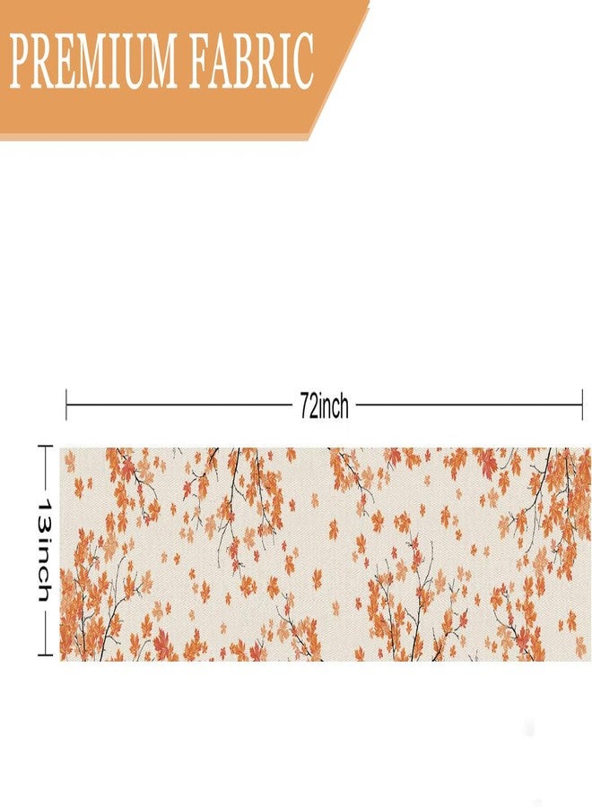 GAGEC Fall Table Runner Maple Branches Autumn Harvest Thanksgiving Table Runner Farmhouse Holiday Kitchen Dining Room Table Decoration 13x72 Inch - Image 2