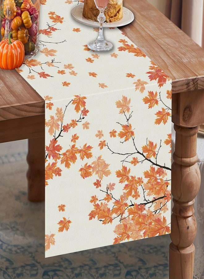 GAGEC Fall Table Runner Maple Branches Autumn Harvest Thanksgiving Table Runner Farmhouse Holiday Kitchen Dining Room Table Decoration 13x72 Inch - Image 3
