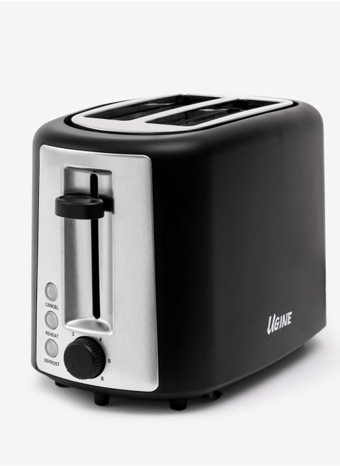 Ugine Toaster, 2 Slices, 6 Toasting Levels,  Black - USAT2S