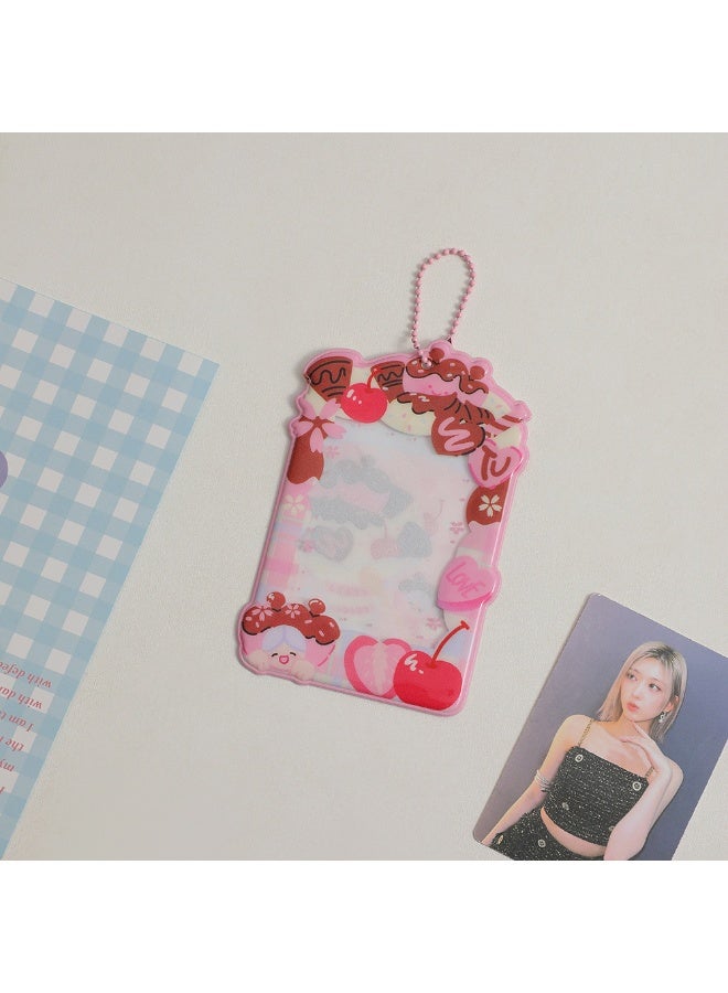 NIBEMINENT 1 - Piece Sweet Girl Kpop Photo Card Holder Pendant Key Chain ID Badge Holder ID Card Holder Photo Card Protector for School ID Office ID Access Card for Women Girls - Image 1