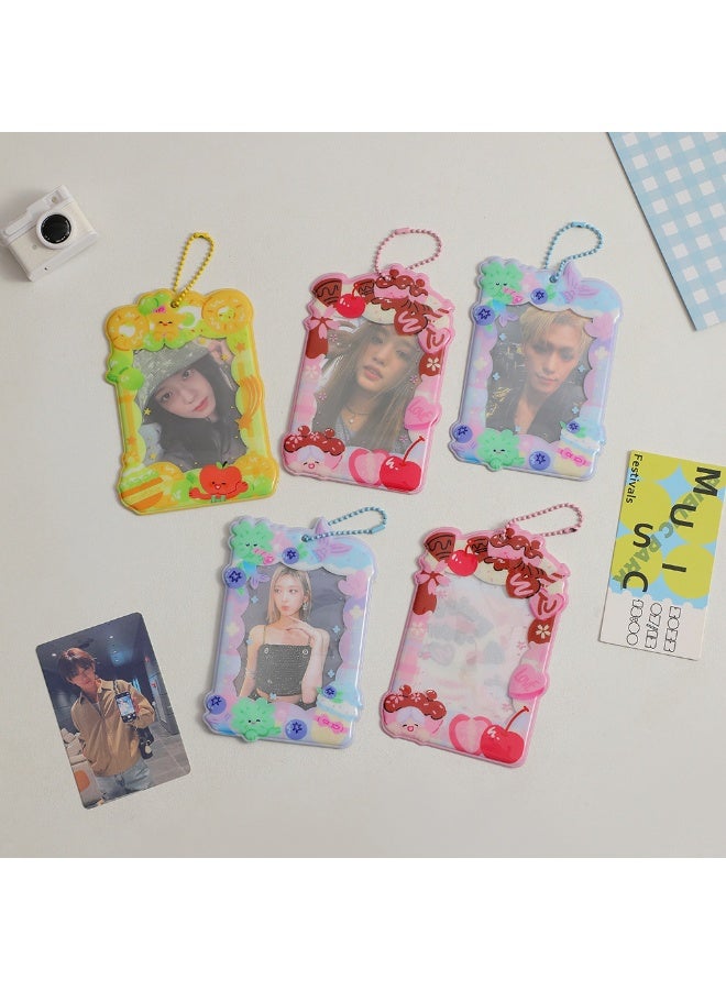 NIBEMINENT 1 - Piece Sweet Girl Kpop Photo Card Holder Pendant Key Chain ID Badge Holder ID Card Holder Photo Card Protector for School ID Office ID Access Card for Women Girls - Image 2