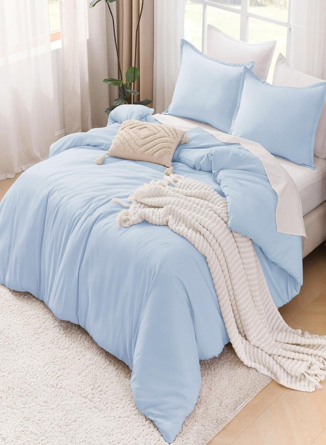 Litanika Comforters Light Blue King Size, 3 Pieces Lightweight Solid Bedding Comforter Set, All Season Fluffy Bed Set (104x90In Comforter & 2 Pillowcases) - Image 4