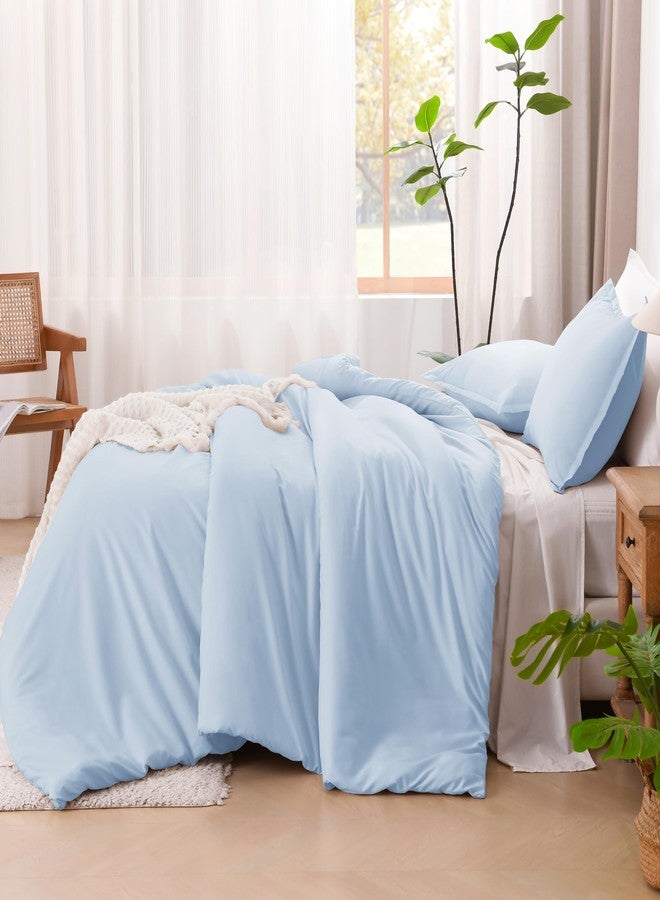 Litanika Comforters Light Blue King Size, 3 Pieces Lightweight Solid Bedding Comforter Set, All Season Fluffy Bed Set (104x90In Comforter & 2 Pillowcases) - Image 5