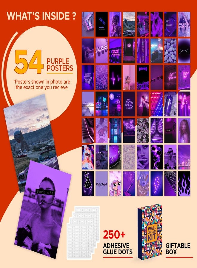 CodersParadise Pack of 54 Purple Wall Collage Kit Posters - 4 x 6 Inches Posters for Wall Decoration - Wall Art For Bedroom, Office, Living room, Dorm room - Image 2