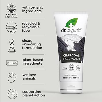 dr.organic غسول وجه دكتور أورغانيك بالفحم لتنظيف البشرة الدهنية وعلاج حب الشباب 200 مل - Image 4