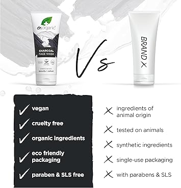 dr.organic غسول وجه دكتور أورغانيك بالفحم لتنظيف البشرة الدهنية وعلاج حب الشباب 200 مل - Image 3