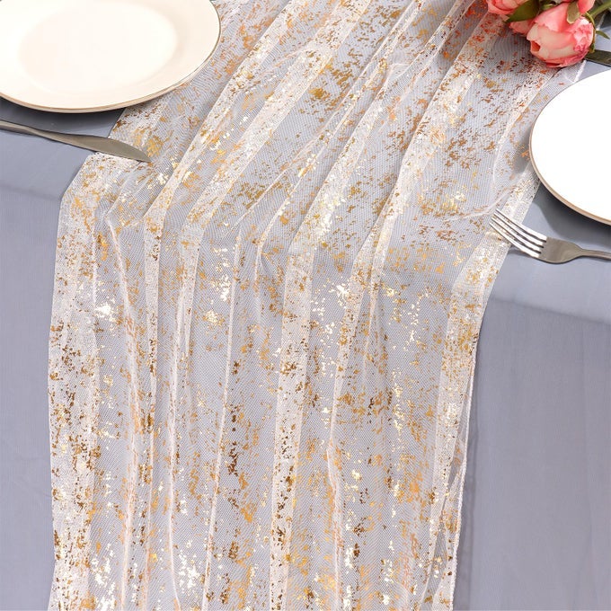 TABLE RUNNER 70X300CM GLITTER GOLD TABLE RUNNERS FOR DINING TABLEORGANZA BOHO TABLE RUNNER WEDDING TABLE DECOGOLD FOIL TABLE RUNNER FOR CHRISTMAS BABY SHOWER BIRTHDAY PARTY TABLE CHAIR BOWS
