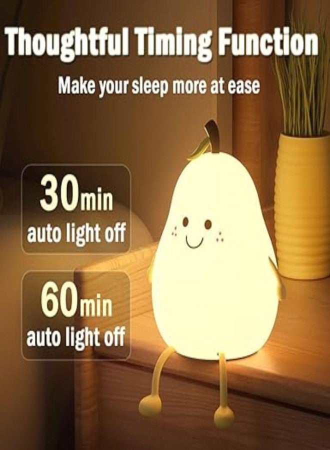SAPRA Pear Night Light for Kids, Cute Silicone Nursery Pear Lamp for Baby and Toddler,Fruit Night Light for Boys and Girls, Squishy Night Lamp for Bedroom, Bedside Lamp for Kids Room - Image 5
