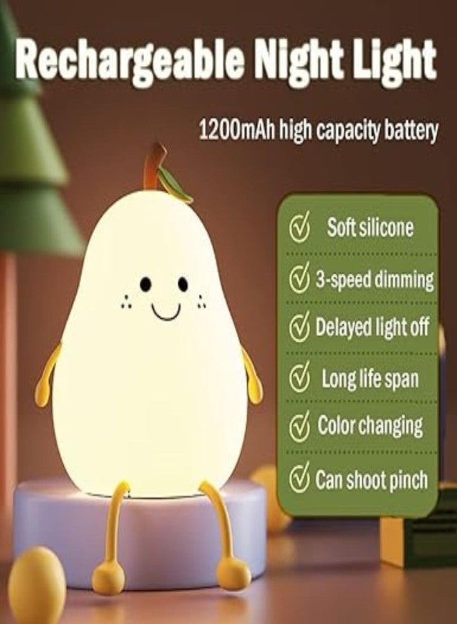 SAPRA Pear Night Light for Kids, Cute Silicone Nursery Pear Lamp for Baby and Toddler,Fruit Night Light for Boys and Girls, Squishy Night Lamp for Bedroom, Bedside Lamp for Kids Room - Image 4