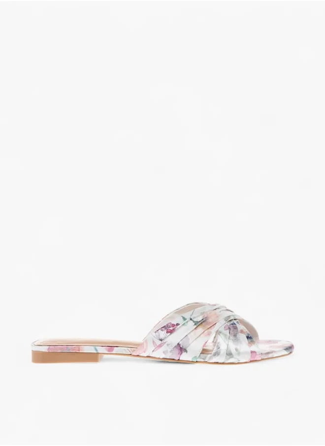 Celeste Womens Textured Cross Strap Slip-On Sandals