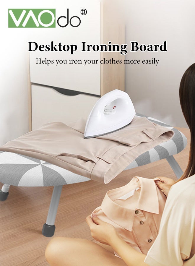 VAOdo Tabletop Ironing Board with Ironing Board, Small Iron Board with Removable Heat Resistant Cover and 100% Cotton Cover, Mini Ironing Board with 7mm Thickened Needle Cotton Layer for Home, Laundry Rooms, Dorms, Travel Use - Image 2