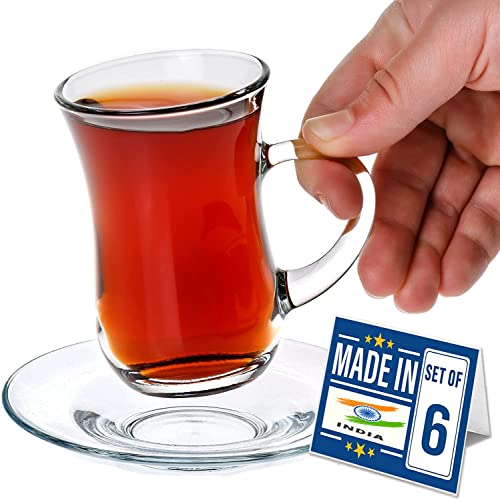MARTVIA Premium Classic Glass Tea & Coffee Cup and Saucer - 180 ML, for Transparent Espresso Cappuccino hot Chocolate, Cups and Saucer Set for Coffee, Green Tea (City Set 4 Cup and 4 Saucer) - Image 2