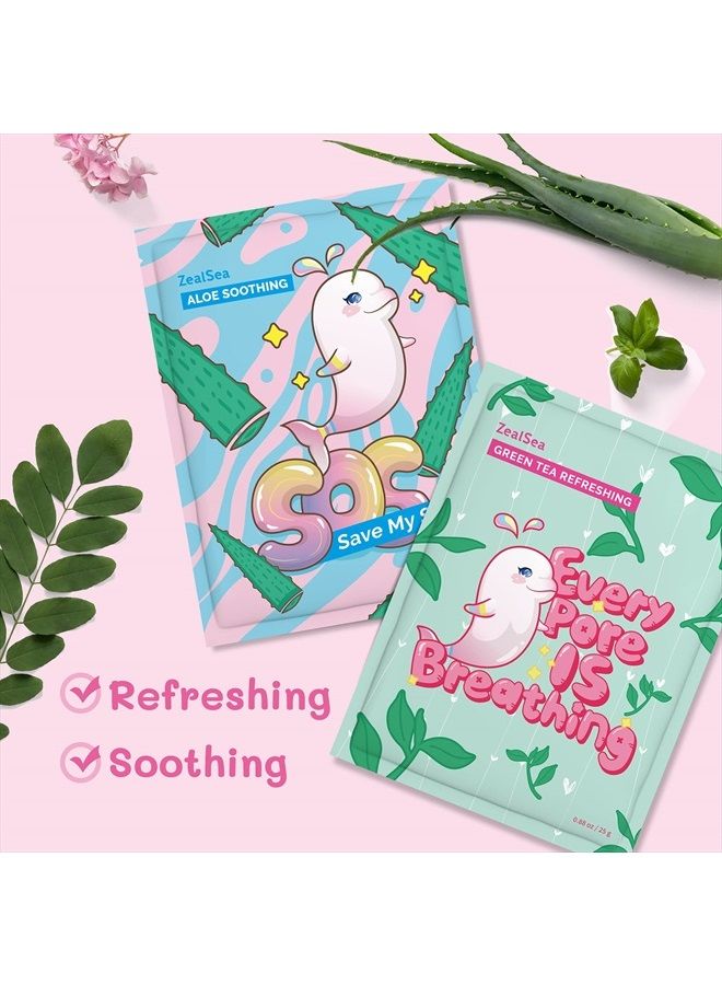 ZealSea Sheet Mask Face Mask Skin Care (Pack of 7) Beauty Facial Mask Kids Spa Face Mask Birthday Party gifts Women, kids Girls Skincare - Hydrate, Brighten, Moisturize,Soothe for All Skin Types  - Image 3