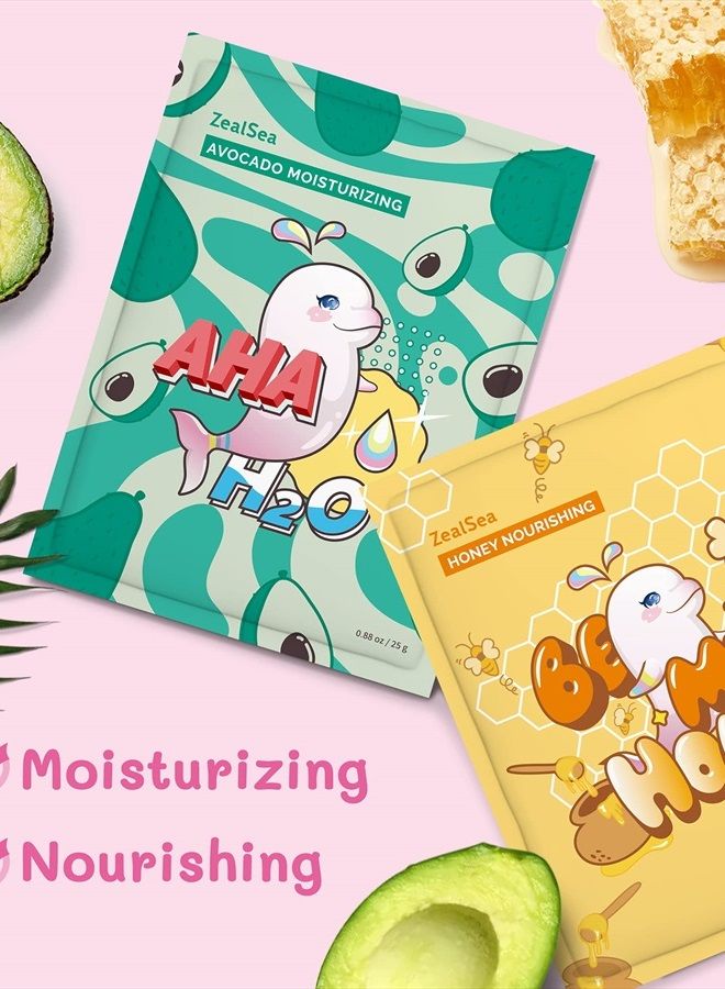 ZealSea Sheet Mask Face Mask Skin Care (Pack of 7) Beauty Facial Mask Kids Spa Face Mask Birthday Party gifts Women, kids Girls Skincare - Hydrate, Brighten, Moisturize,Soothe for All Skin Types  - Image 4