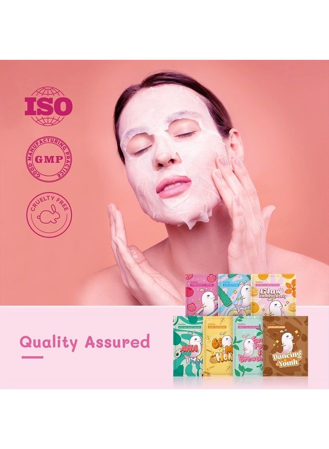 ZealSea Sheet Mask Face Mask Skin Care (Pack of 7) Beauty Facial Mask Kids Spa Face Mask Birthday Party gifts Women, kids Girls Skincare - Hydrate, Brighten, Moisturize,Soothe for All Skin Types  - Image 5