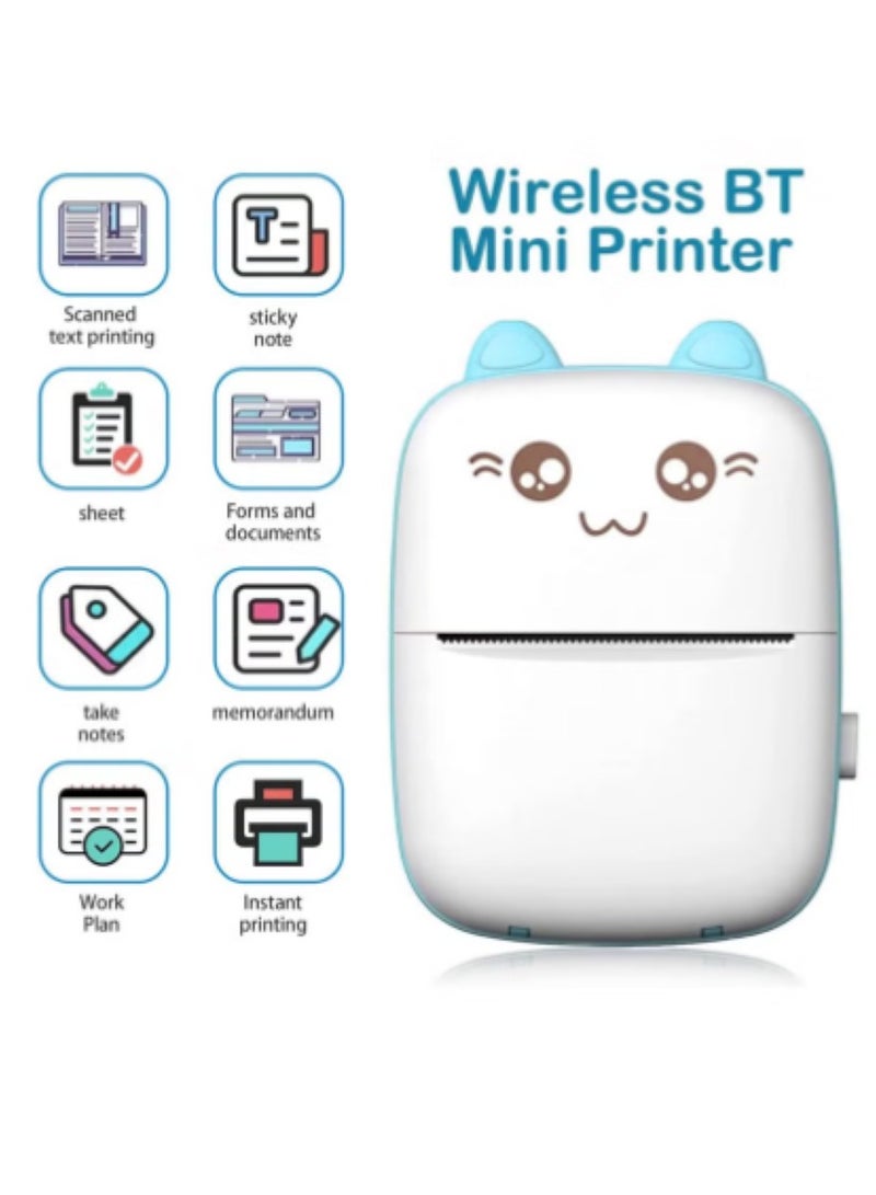 طابعة صغيرة، صانع ملصقات محمول مع 13 لفة ورق، طابعة ملصقات بلوتوث لاسلكية بدون حبر متوافقة مع iOS/Android لمجلة ملاحظات الدراسة، والمذكرة، والصور، والقوائم، وQR، والعنوان - Image 2