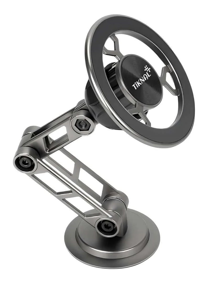 TiKNAL Multi-Angle Magnetic Phone Holder - Car and Desk Stand with Adjustable Telescopic Arm