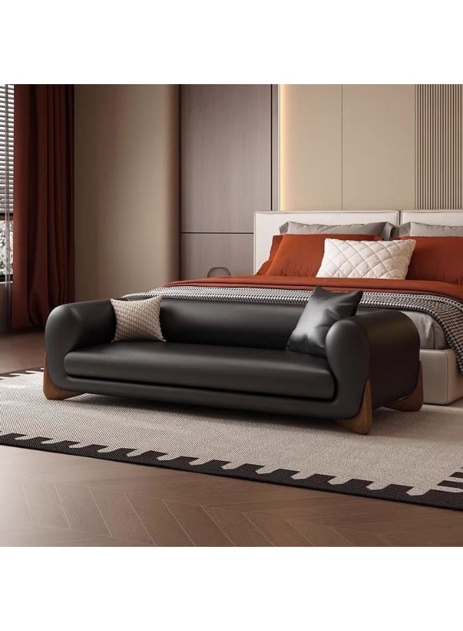 Ripple FURNITURE FLORA homes Modern Bedroom Bench with Back, Sitting Sofa with Armrest, Black - Image 3