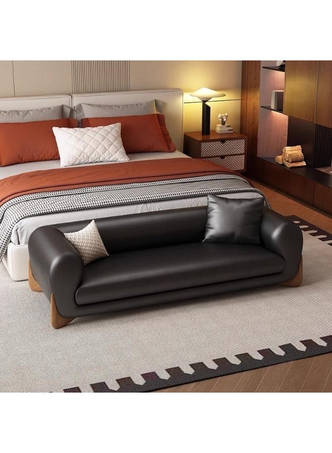 Ripple FURNITURE FLORA homes Modern Bedroom Bench with Back, Sitting Sofa with Armrest, Black - Image 1