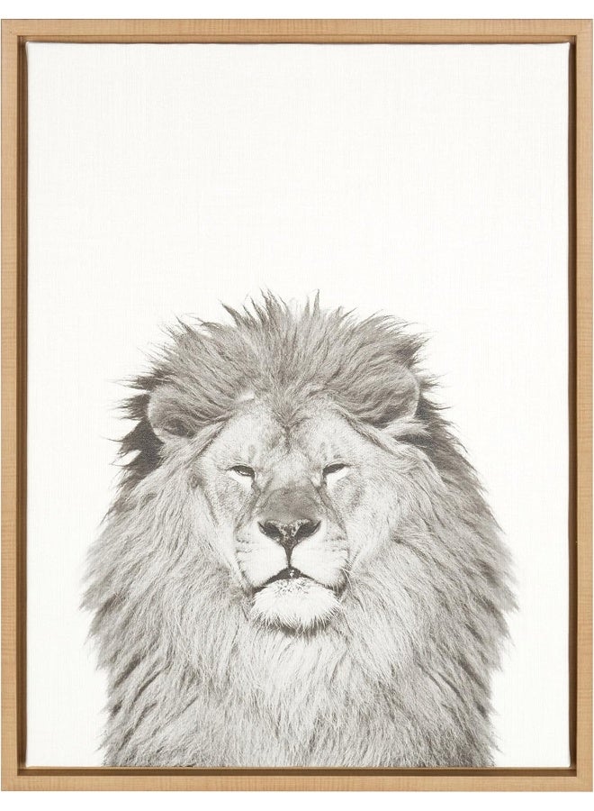Kate and Laurel Kate and Laurel Sylvie Lion Animal Print Black and White Portrait Framed Canvas Wall Art by Simon Te Tai 18x24 Natural  - Image 2