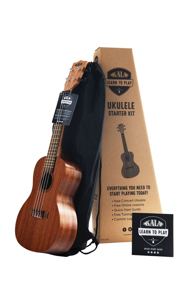 Kala Official Kala Learn to Play Ukulele Concert Starter Kit, Satin Mahogany – Includes online lessons, tuner app, and booklet (KALA-LTP-C) - Image 1