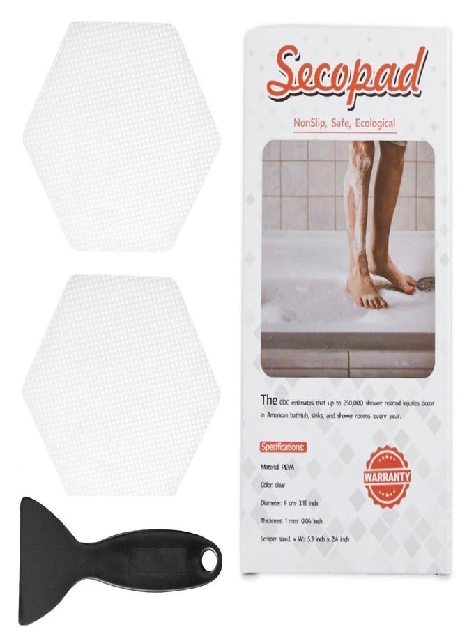 Secopad Original Bathtub Stickers Non-Slip, Hexagon Safety Shower Treads Adhesive Appliques with Premium Scraper - Image 1