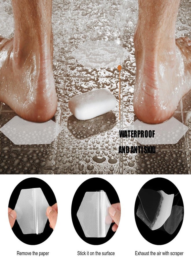 Secopad Original Bathtub Stickers Non-Slip, Hexagon Safety Shower Treads Adhesive Appliques with Premium Scraper - Image 5