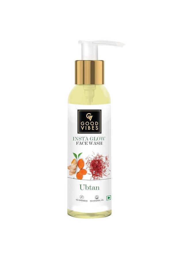 Good Vibes Ubtan Insta Glow Face Wash, 120 Ml | Brightening, Soothing, Moisturizing Face Cleanser For All Skin Types | With Turmeric, Saffron, Vitamin B3 | No Parabens, Sulphates & Mineral Oil  - Image 1