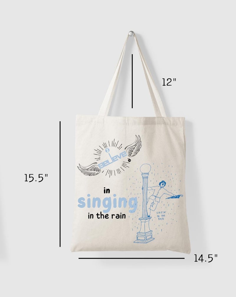 STRUTT Foldable Canvas Tote Bag for Women, Tote Bag for College Girls,100% Organic Cotton Reusable Shopping Bag for Grocery, Eco-Friendly Multi-Purpose Bag for Travel & Daily Use- in Rain - Image 2