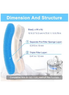 GNAFOTU Cat Water Fountain Filter Replacement Upgrade Cat Fountain Filter Arc-Shaped Safe Washable Animal Water Fountain Filters with 4 Filtration System, for HAPUP Dog Kitty Spout Cat Fountain  - Image 5