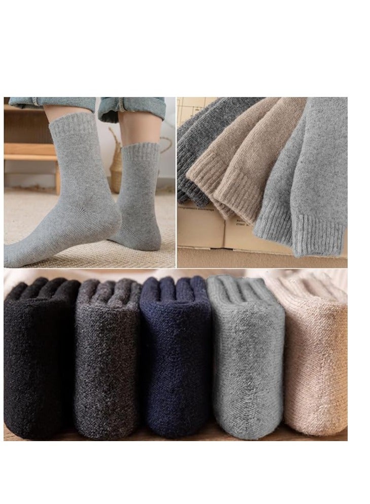 Warm Wool Socks for Women and Men, Soft Comfortable Crew Winter Socks, Thick Vintage Thermal Knit Socks (5 Pairs) - Image 2
