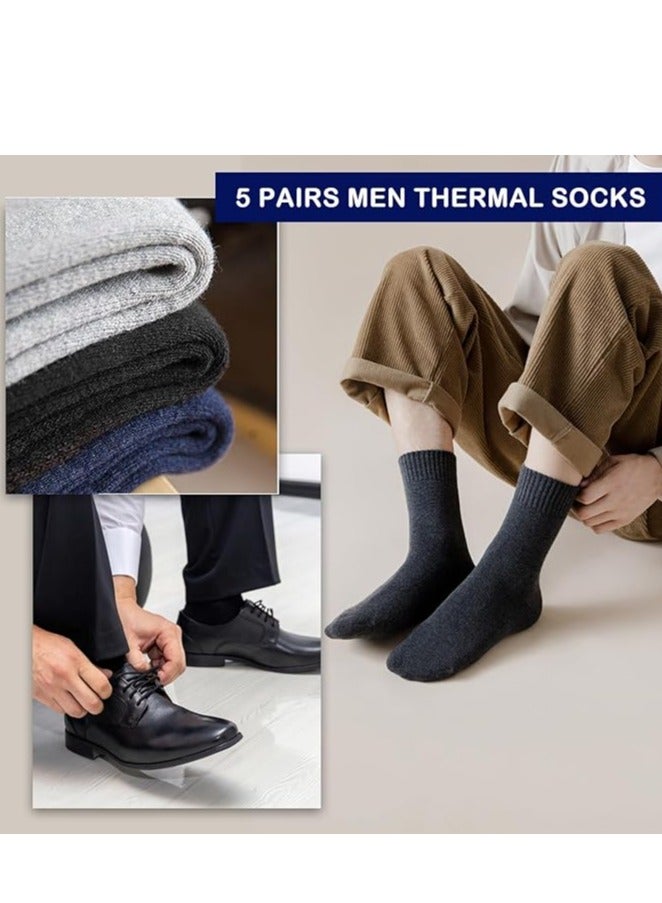 Warm Wool Socks for Women and Men, Soft Comfortable Crew Winter Socks, Thick Vintage Thermal Knit Socks (5 Pairs) - Image 5