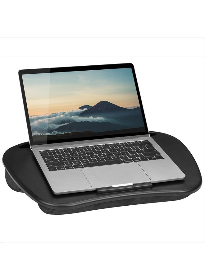 LapGear طاولة لاب MyDesk مع حافة للجهاز وحامل للهاتف - أسود - تناسب حتى أجهزة الكمبيوتر المحمولة بحجم 15.6 بوصة - رقم الطراز 44448 - Image 1