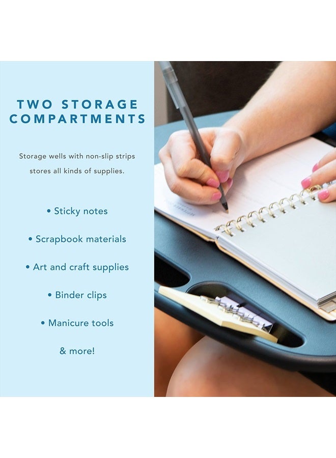 LapGear طاولة لاب MyDesk مع حافة للجهاز وحامل للهاتف - أسود - تناسب حتى أجهزة الكمبيوتر المحمولة بحجم 15.6 بوصة - رقم الطراز 44448 - Image 3