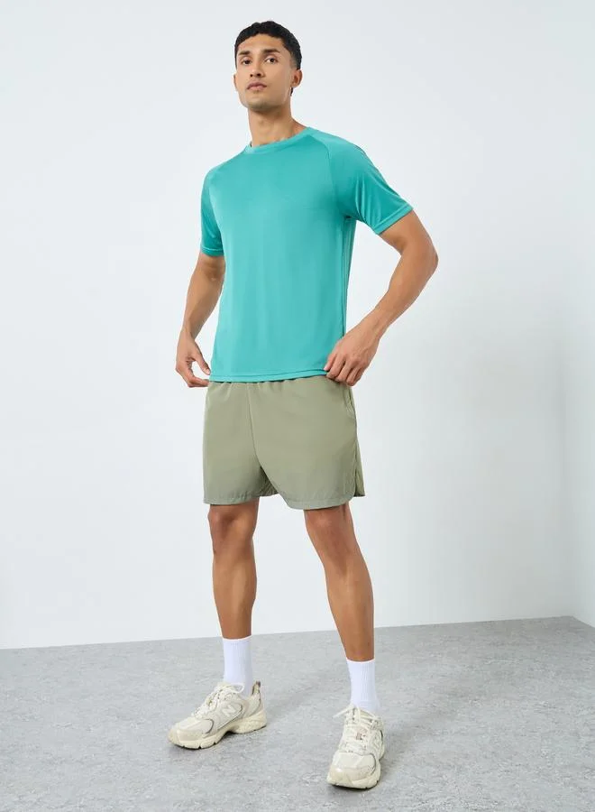 Styli Active Men Olive Regular Fit Printed Active Shorts