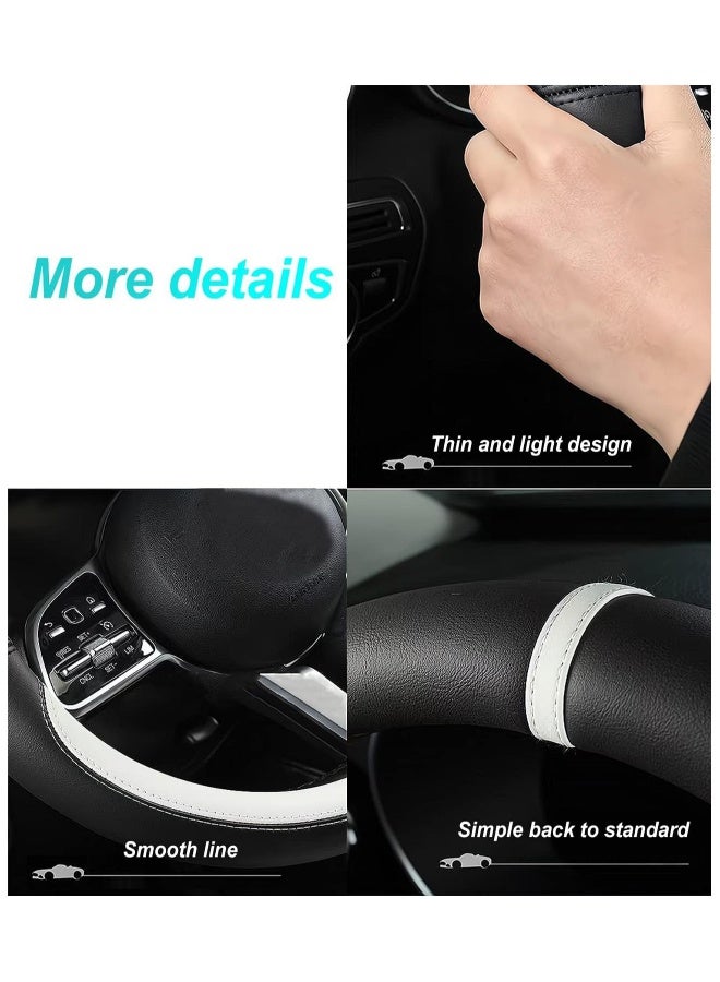 Genuine Leather Universal 15in Fit Anti-Slip & Odour-Free Car Steering Wheel Cover, Steering Wheel Cover, Nappa Leather, Fashionable Sporty Style - Image 5